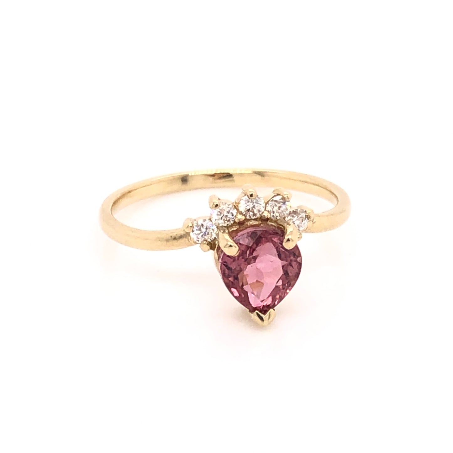 Pink Tourmaline Ring with Diamond Crown