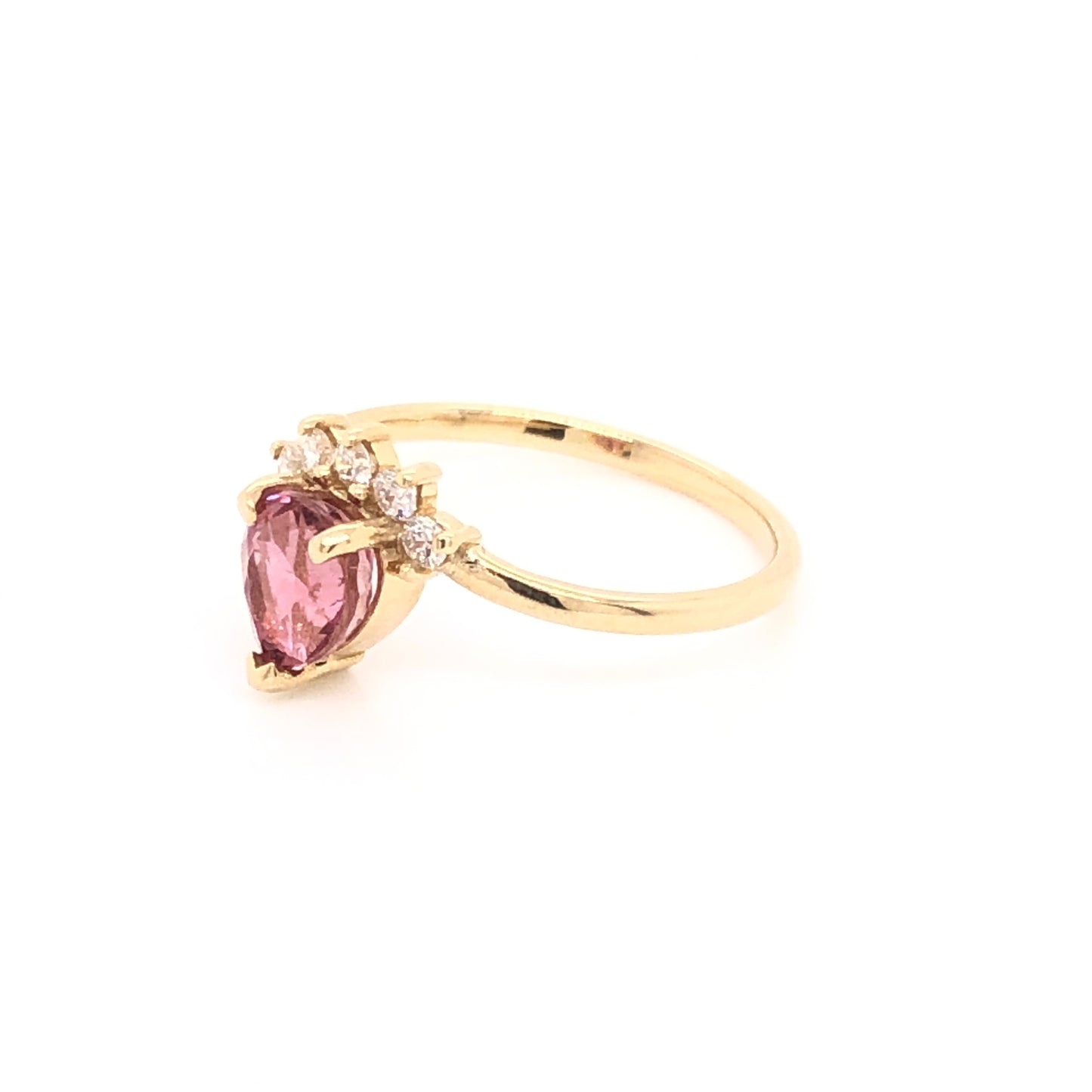 Pink Tourmaline Ring with Diamond Crown