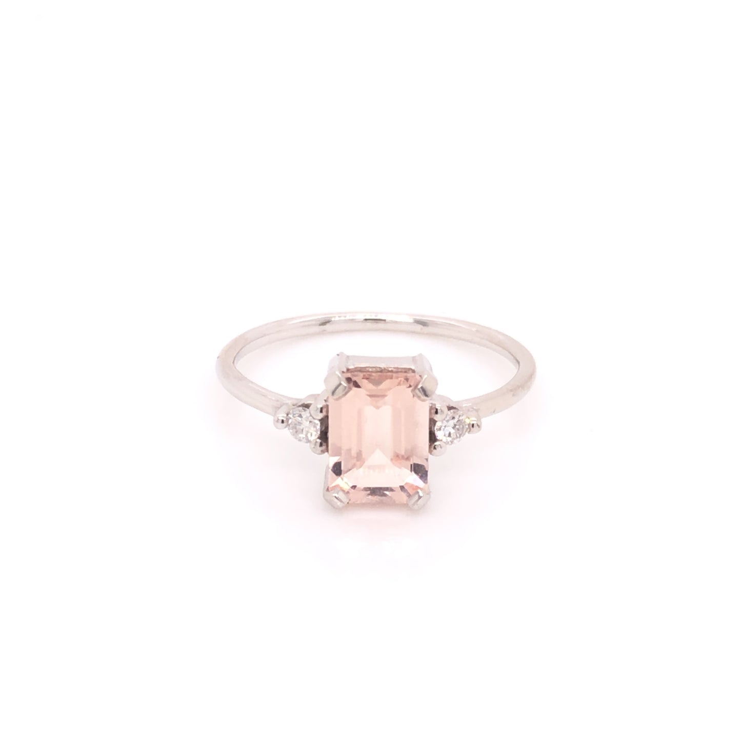 IMMEDIATE DELIVERY / Ximena Morganite Ring / 14k White Gold / Size 5