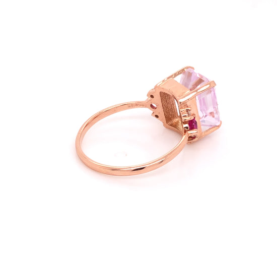 Cargar imagen en el visor de la galería, PIEZA ÚNICA - Anillo de Kunzita con diamantes y zafiros rosas
