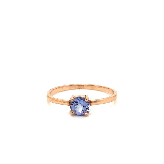 ENTREGA INMEDIATA / Anillo Solitario Tanzanita / Oro Rosa 14k / Talla 5.75