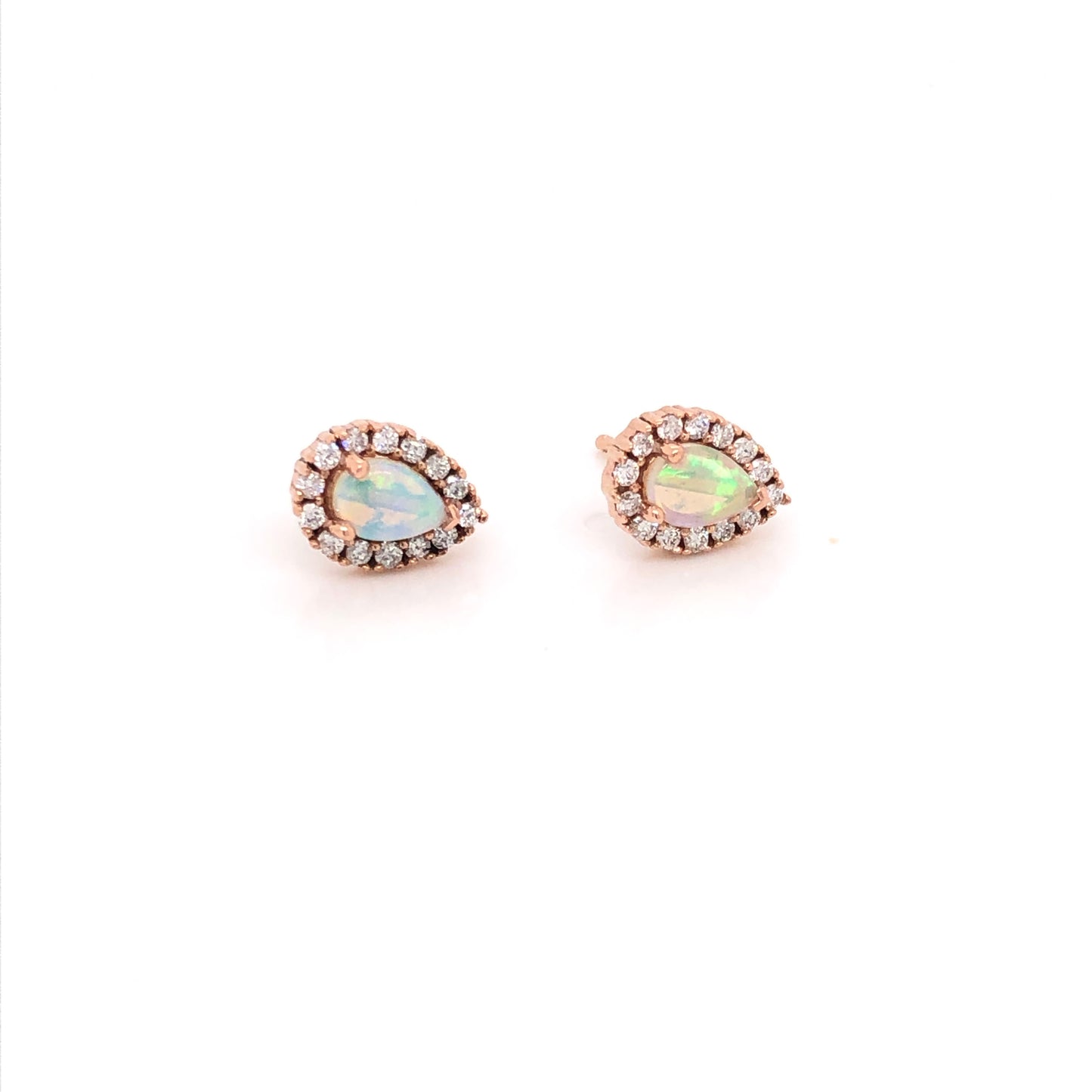 Opal Earrings with Diamond Halo