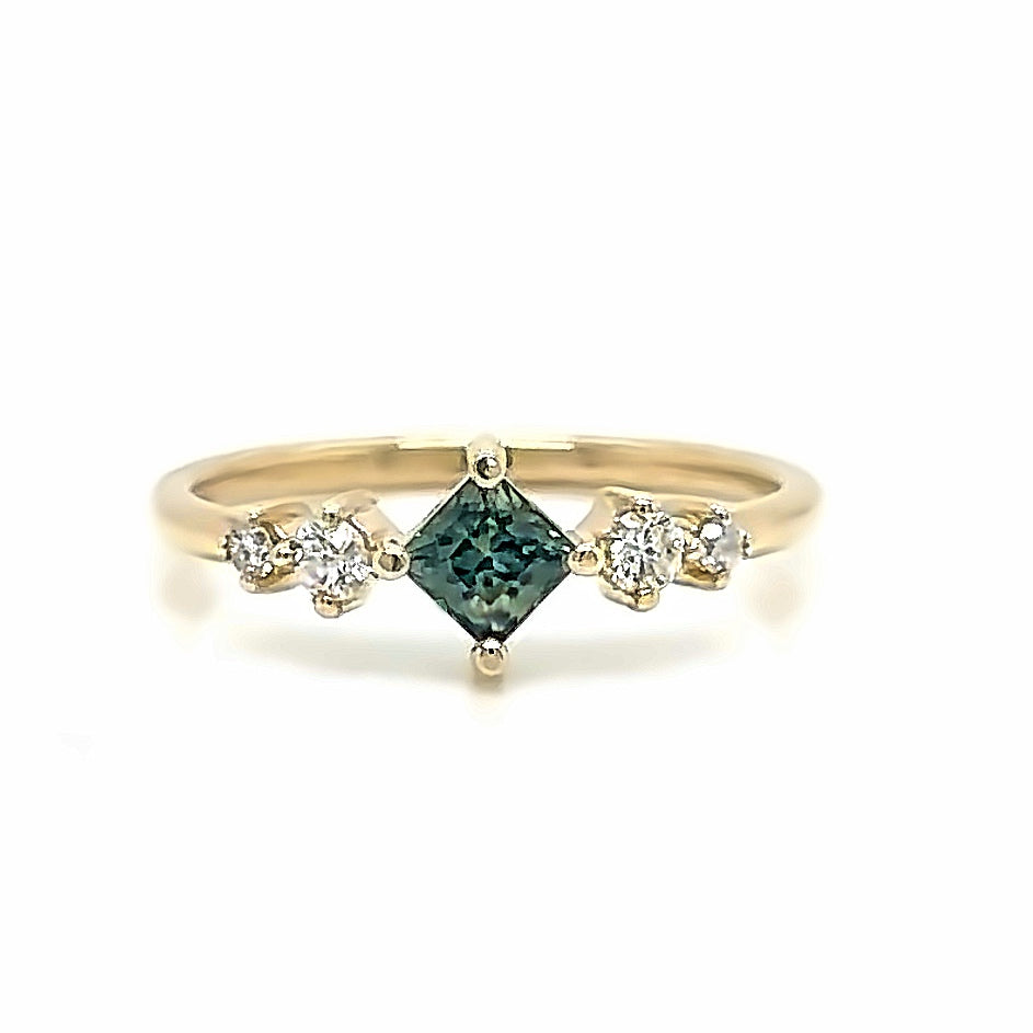 Lily Sapphire Greenish Blue Opalescent Ring