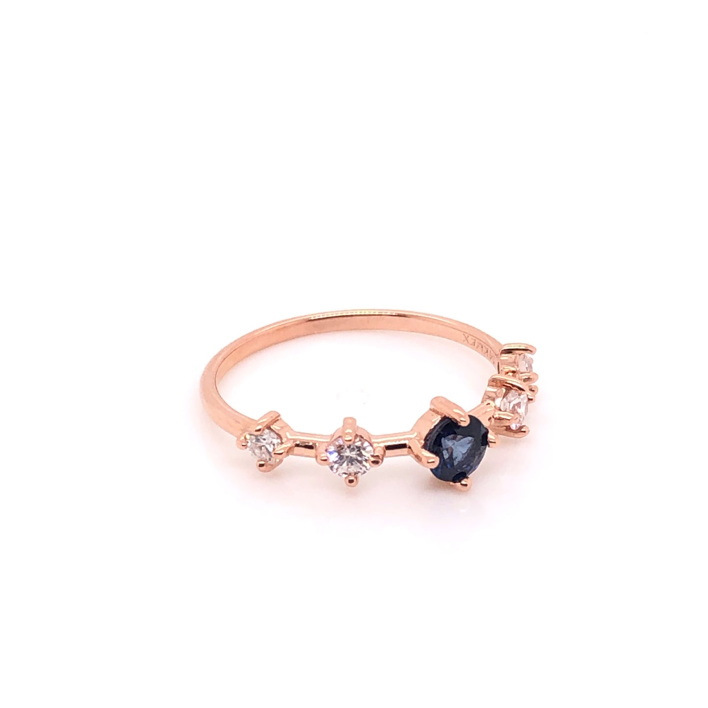 Sapphire Ring with Spaced Diamonds (single piece)