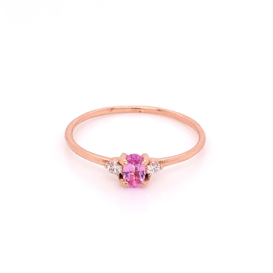 IMMEDIATE DELIVERY / Angie Ring with Pink Sapphire / 14k Rose Gold / Size 5