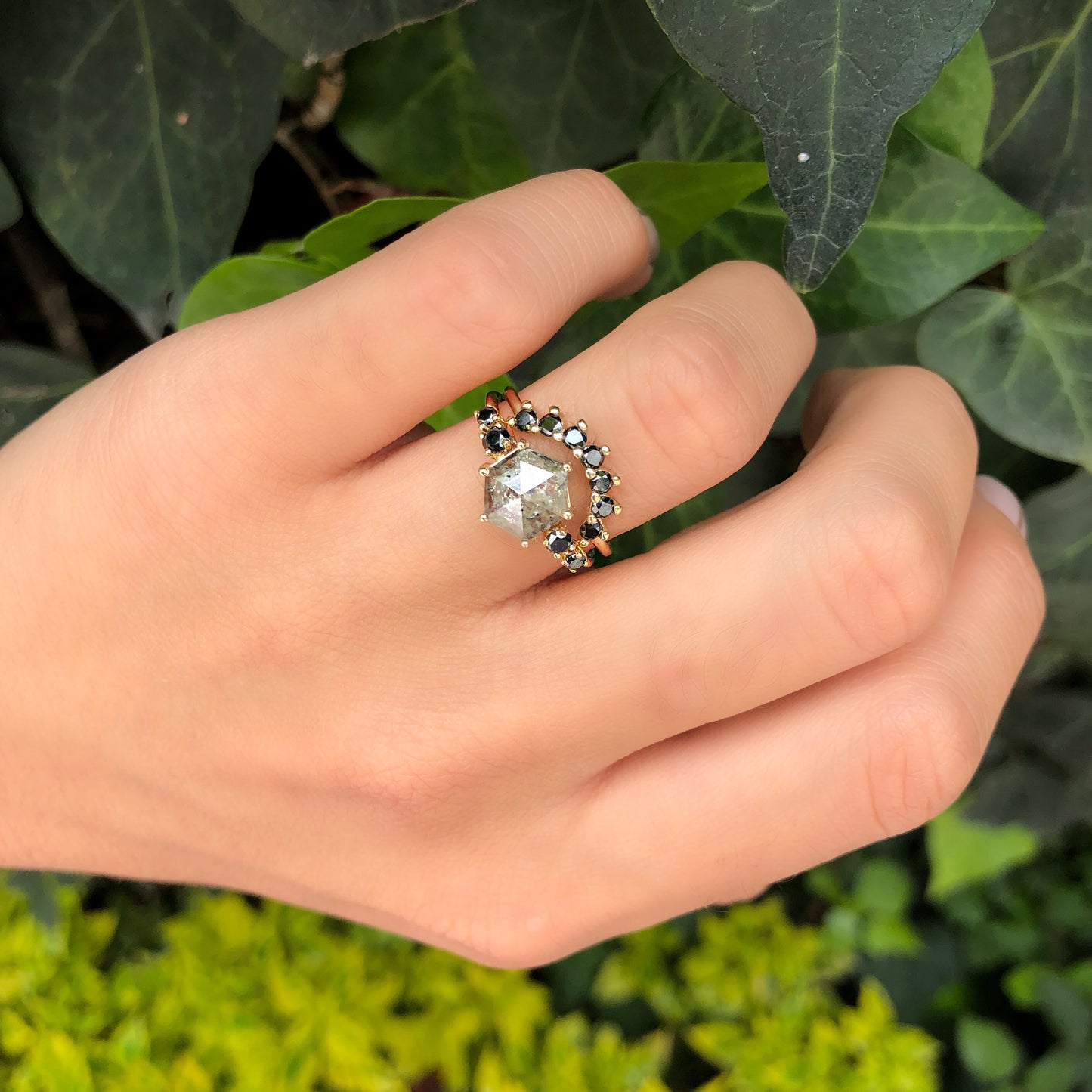Load image into Gallery viewer, Michal Crown Ring with Black Diamonds
