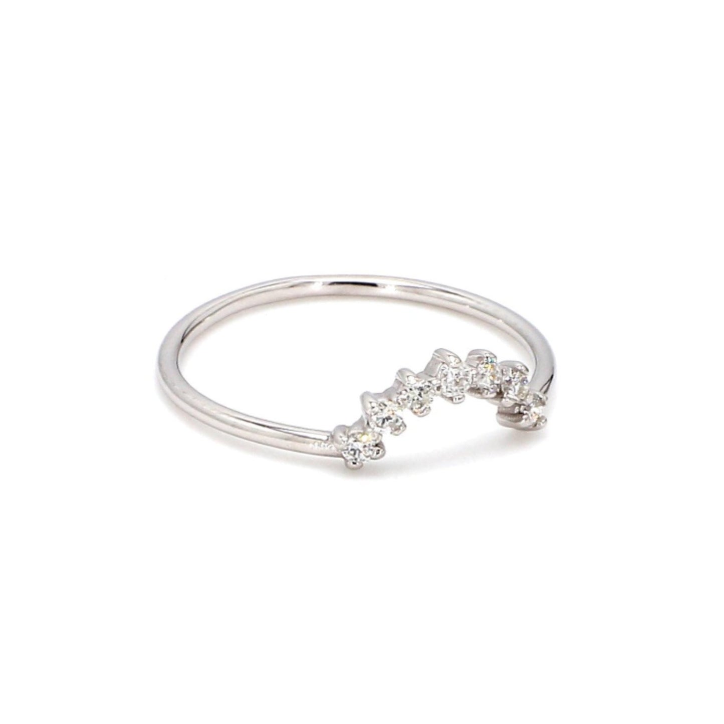 IMMEDIATE DELIVERY / Corona Mila Ring with white Diamonds / 14k white gold / Size 6.5