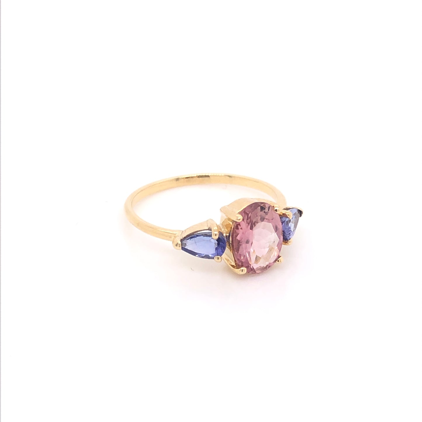 Anillo de Turmalina Rosa con Tanzanitas