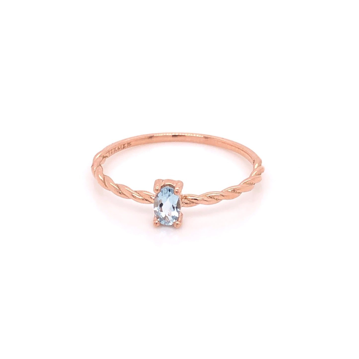 ENTREGA INMEDIATA / Anillo Carolina con Aguamarina / Oro Rosa 14k / Talla 7