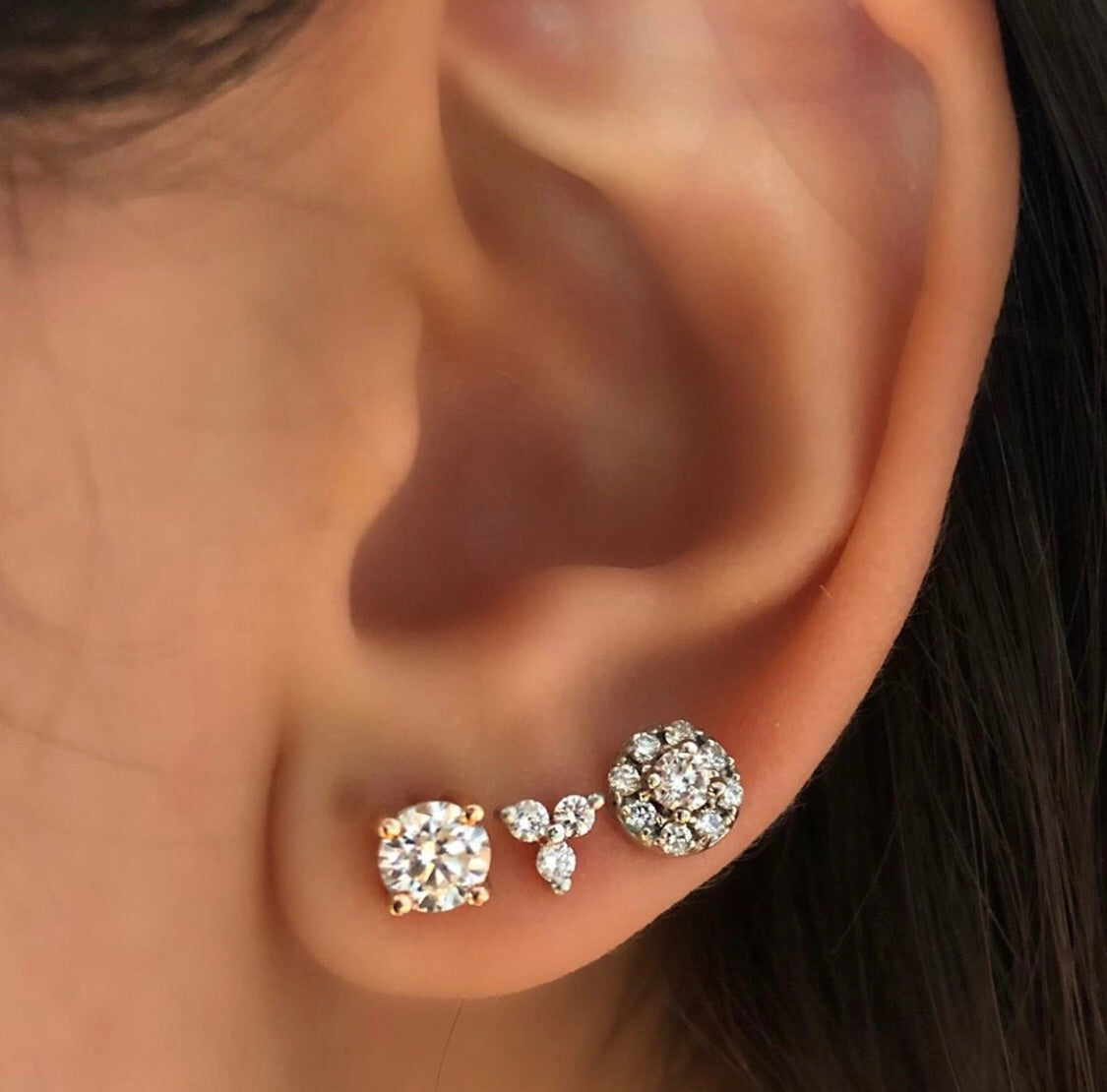 Aretes de Diamantes con Halo de Diamantes