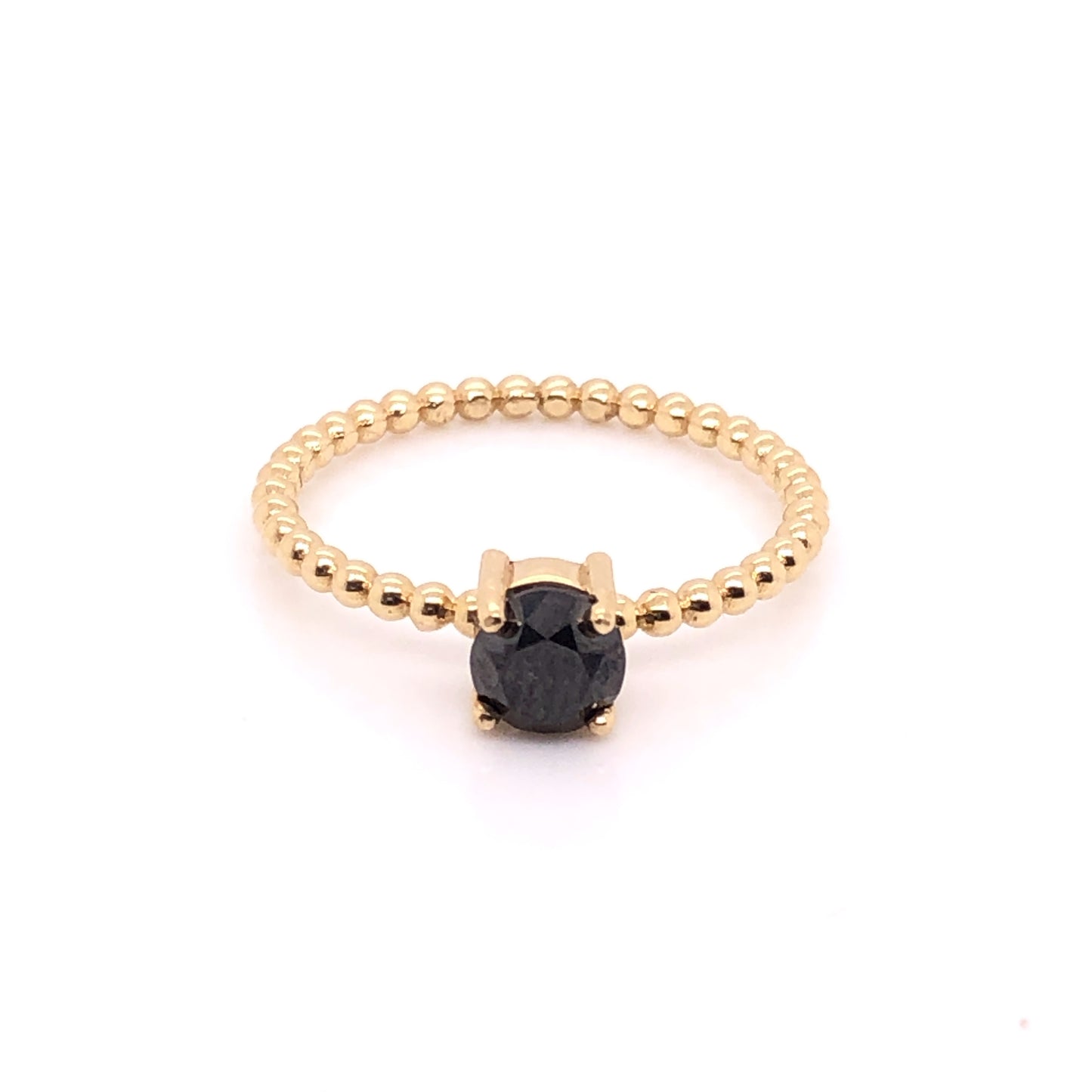 ENTREGA INMEDIATA / Anillo de Diamante Negro / Oro Amarillo 14k / Talla 7