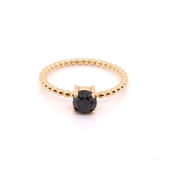 IMMEDIATE DELIVERY / Black Diamond Ring / 14k Yellow Gold / Size 7