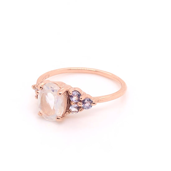 Load image into Gallery viewer, Valeria Moonstone Ring with Tanzanites
