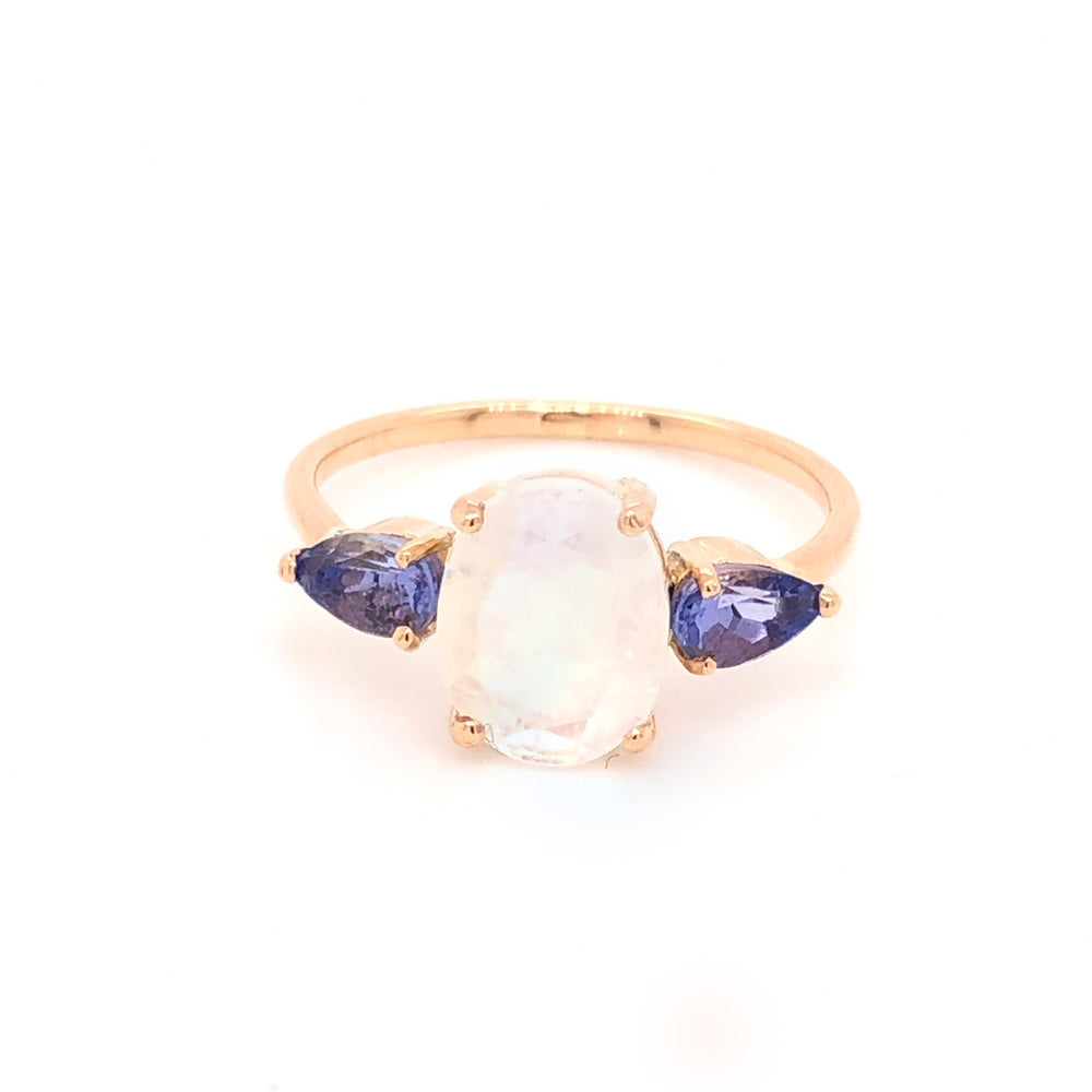 Moonstone Ring with Tanzanites