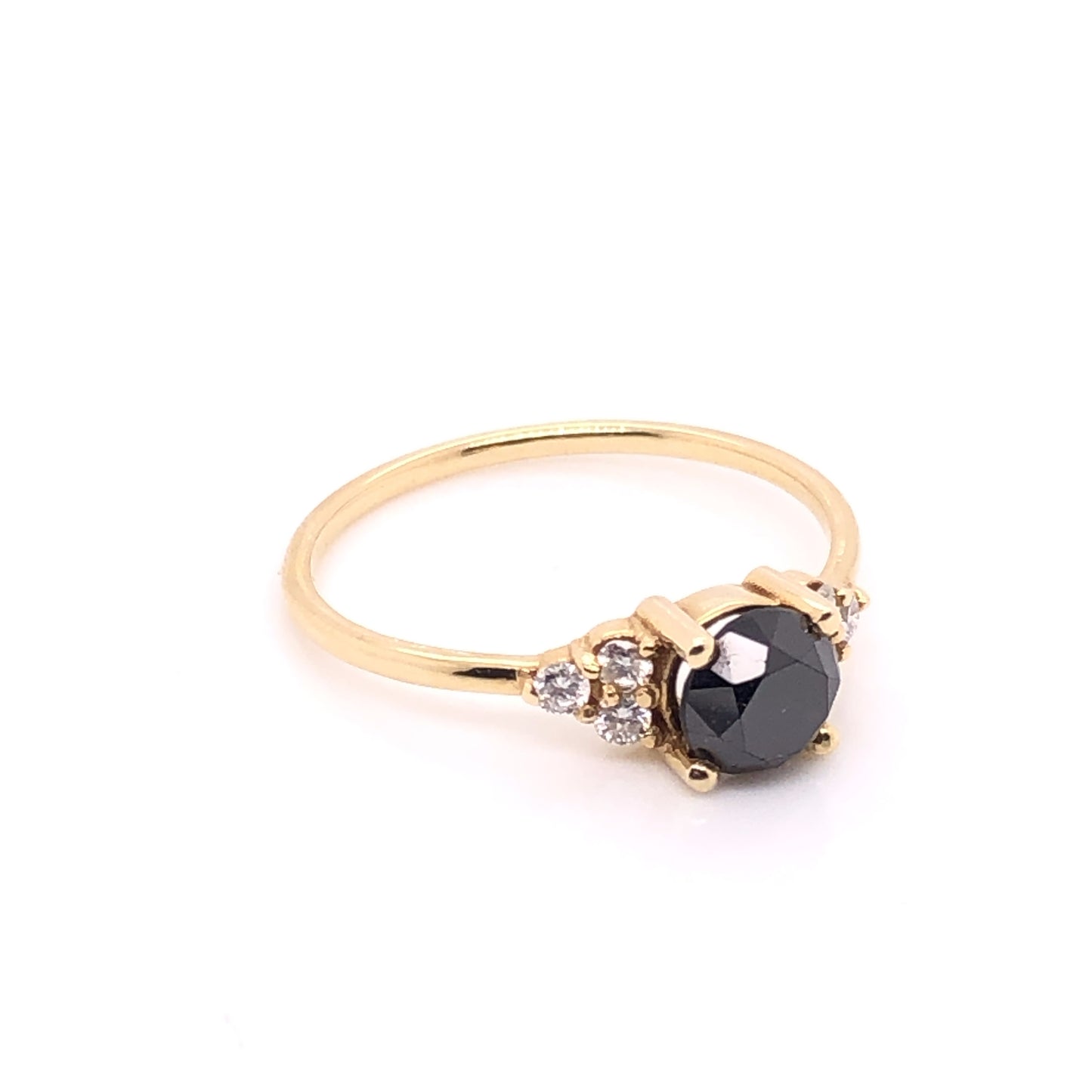 Black Diamond Ring with Side Diamonds