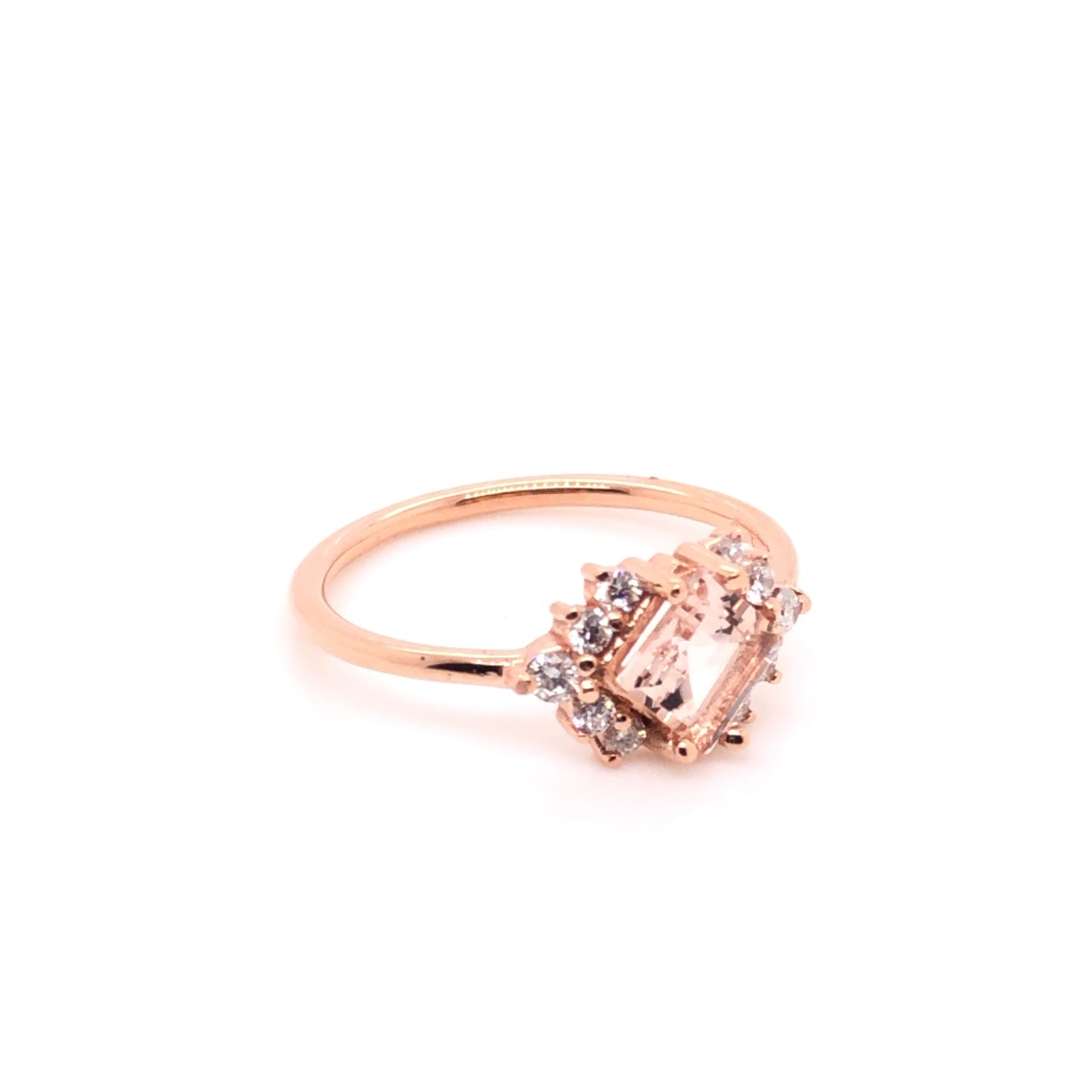 ENTREGA INMEDIATA / Anillo Anastasia con Morganita / Oro Rosa 14k / Talla 7.5