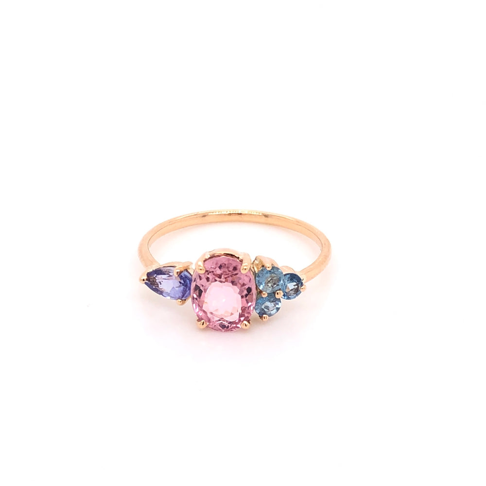 Ring with Tourmaline, Aquamarines and Tanzanites