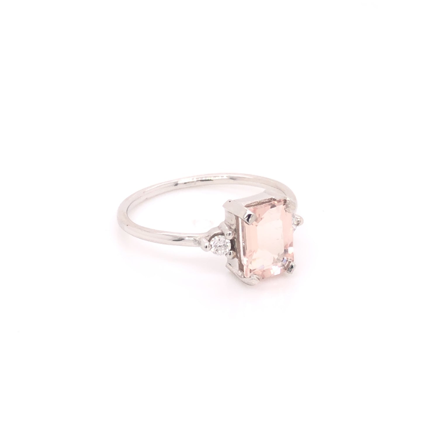 IMMEDIATE DELIVERY / Ximena Morganite Ring / 14k White Gold / Size 5