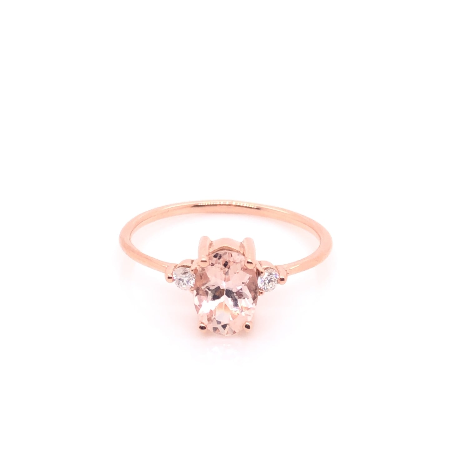 ENTREGA INMEDIATA / Anillo Morgan con Morganita / Oro Rosa 14k / Talla 5.5