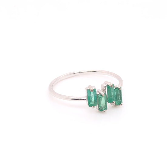 IMMEDIATE DELIVERY / Tiana Emerald Ring / 14k White Gold / Size 5