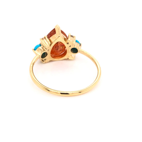 Load image into Gallery viewer, Sunstone, Turquoise and Diamond Ring
