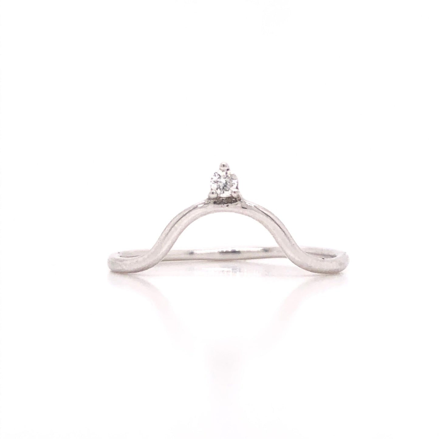 IMMEDIATE DELIVERY / Camila Ring with Diamond / 14k White Gold / Size 4