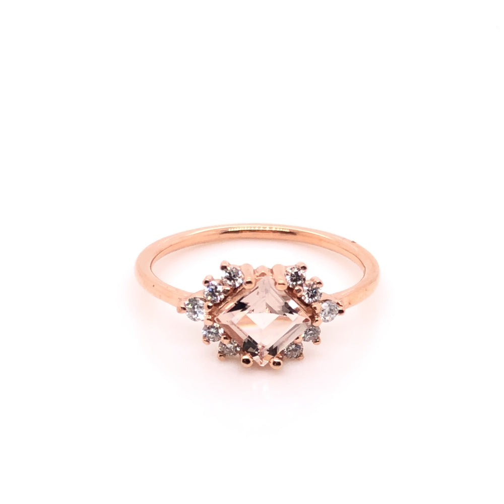 ENTREGA INMEDIATA / Anillo Anastasia con Morganita / Oro Rosa 14k / Talla 7.5