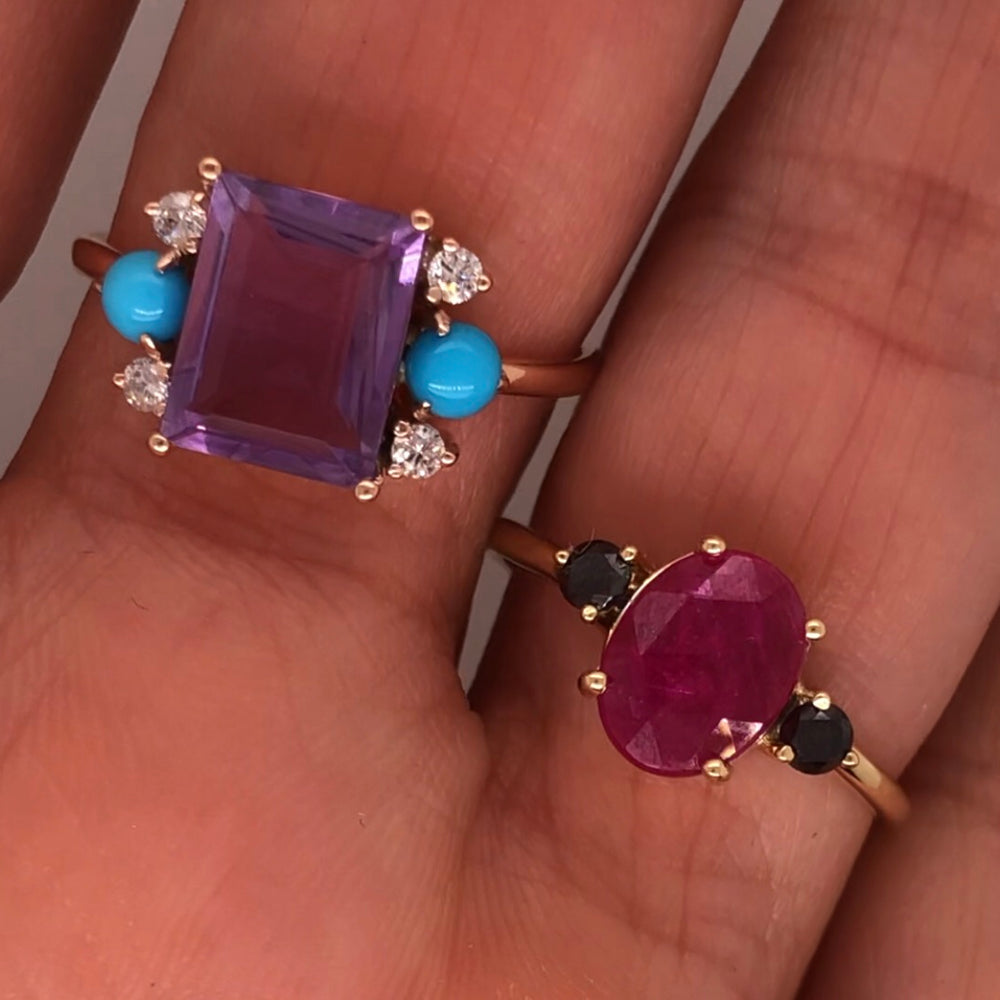 
                      
                        Ruby Ring with Black Diamonds
                      
                    
