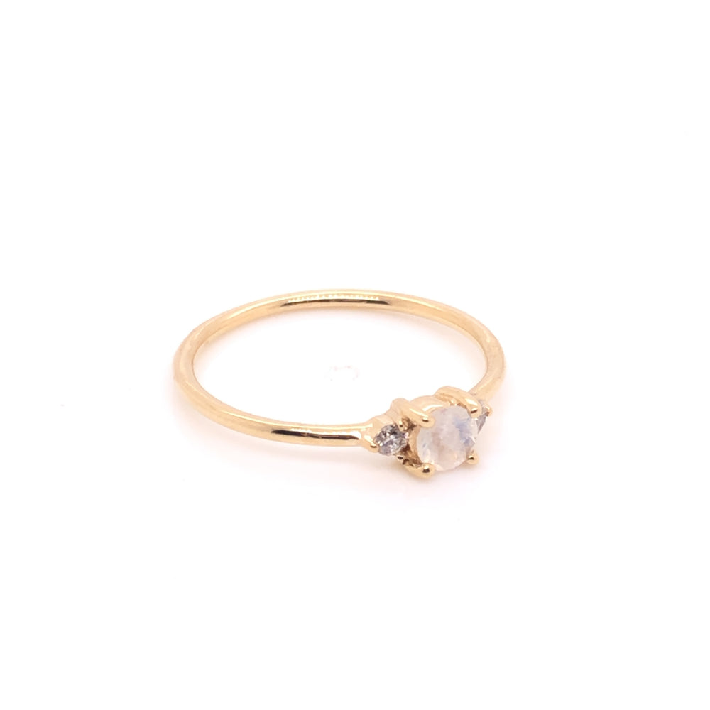 ENTREGA INMEDIATA / Anillo con Piedra de mes Junio-Moonstone / Oro amarillo 14k / Talla 6