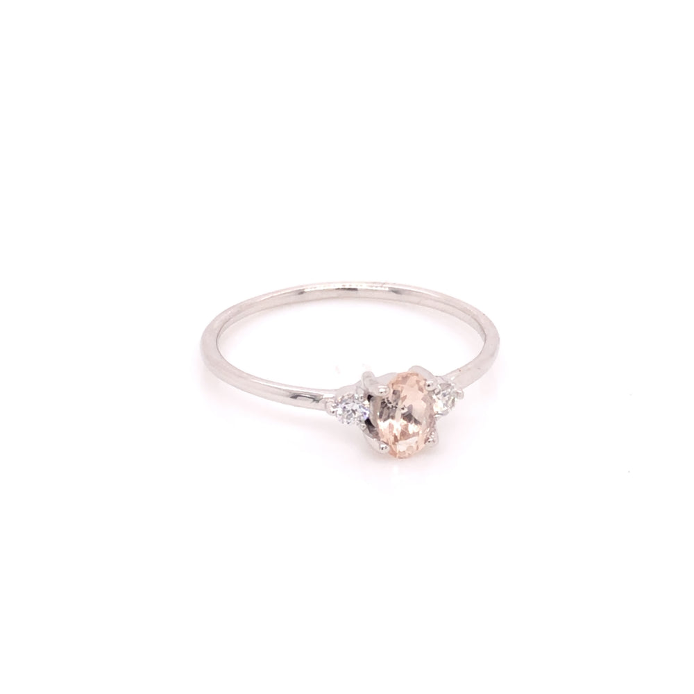 
                      
                        ENTREGA INMEDIATA / Anillo Angie con Morganita  / Oro Blanco 14k / Talla 4.5
                      
                    
