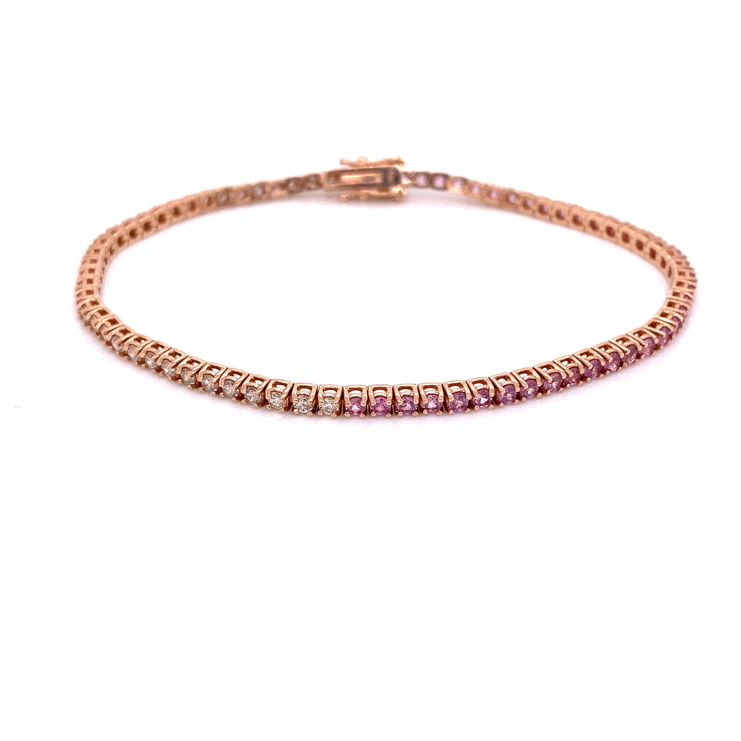 Cargar imagen en el visor de la galería, PIEZA ÚNICA / Pulsera tipo ‘tenis’ zafiro rosa y mitad diamantes
