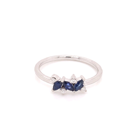 Marquis Sapphires Ring with Diamonds (single piece)