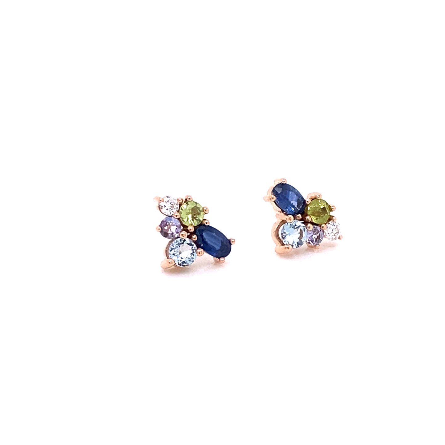 UNIQUE PIECE / Sapphire, afumarine, peridot, tanzanite and diamond earrings / IMMEDIATE DELIVERY