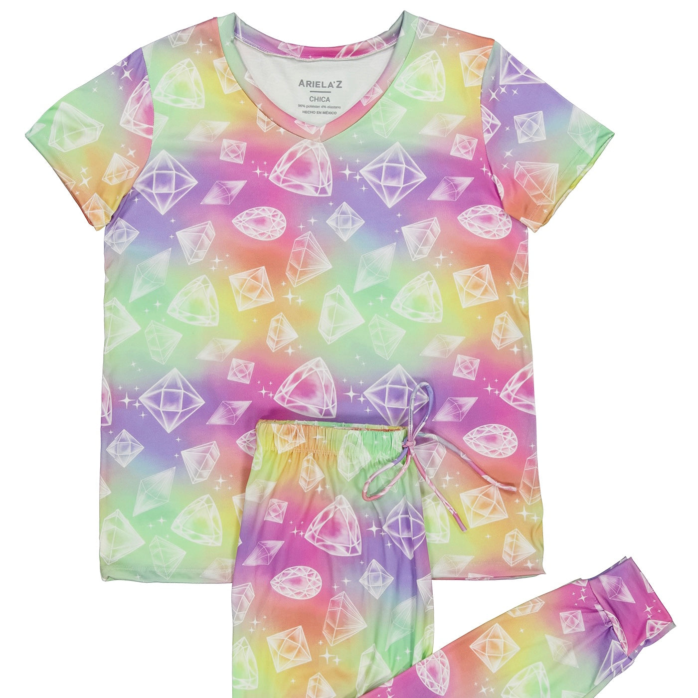 Short Sleeve Pajamas with Rainbow Jewelry Print