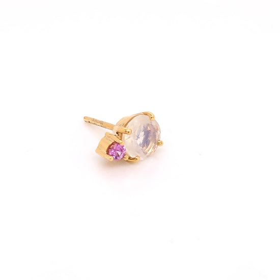 Moonstone Earrings with Pink Sapphire