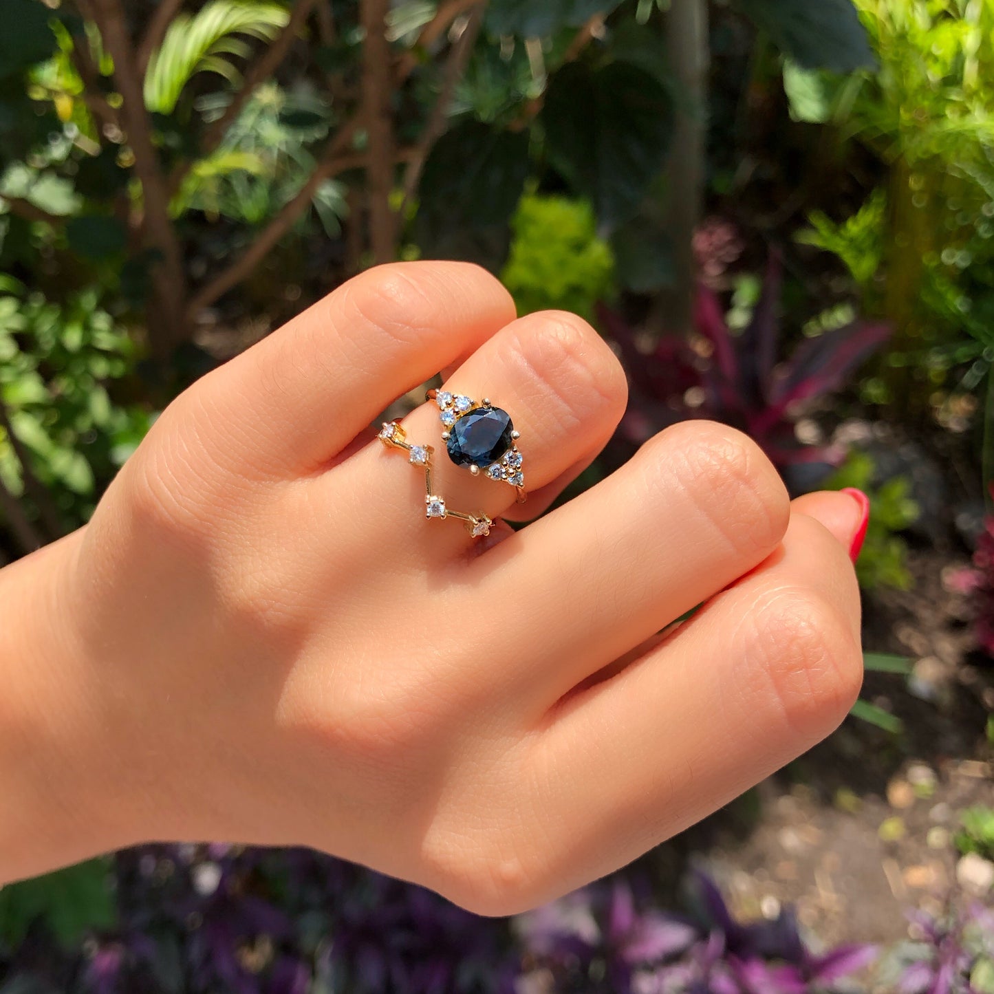 Blue Tourmaline Ring with Diamonds