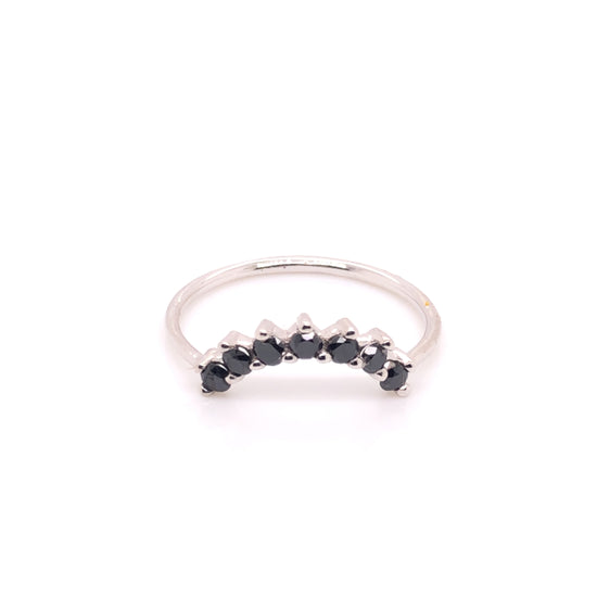 Michal Crown Ring with Black Diamonds