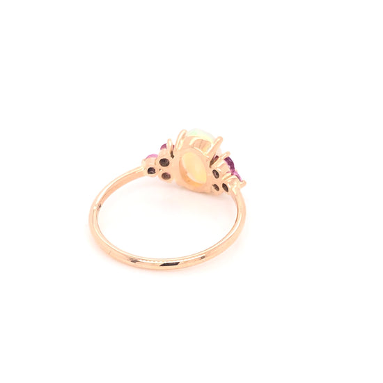 Load image into Gallery viewer, Faceted Opal Ring with Pink Sapphires
