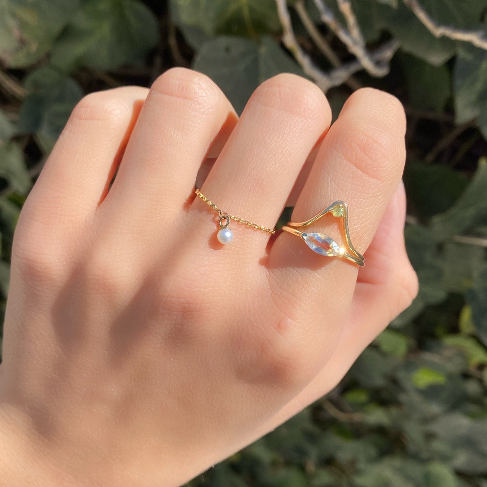 
                      
                        Chain Ring with Pearl Pendant
                      
                    