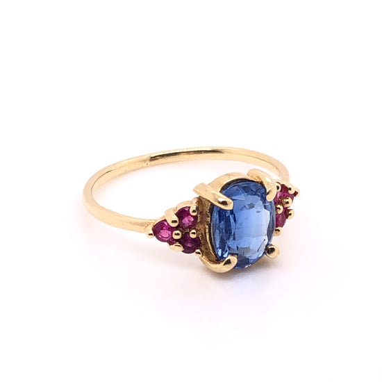 IMMEDIATE DELIVERY / Kyanite and Pink Sapphires Ring / 14k Yellow Gold / Size 7