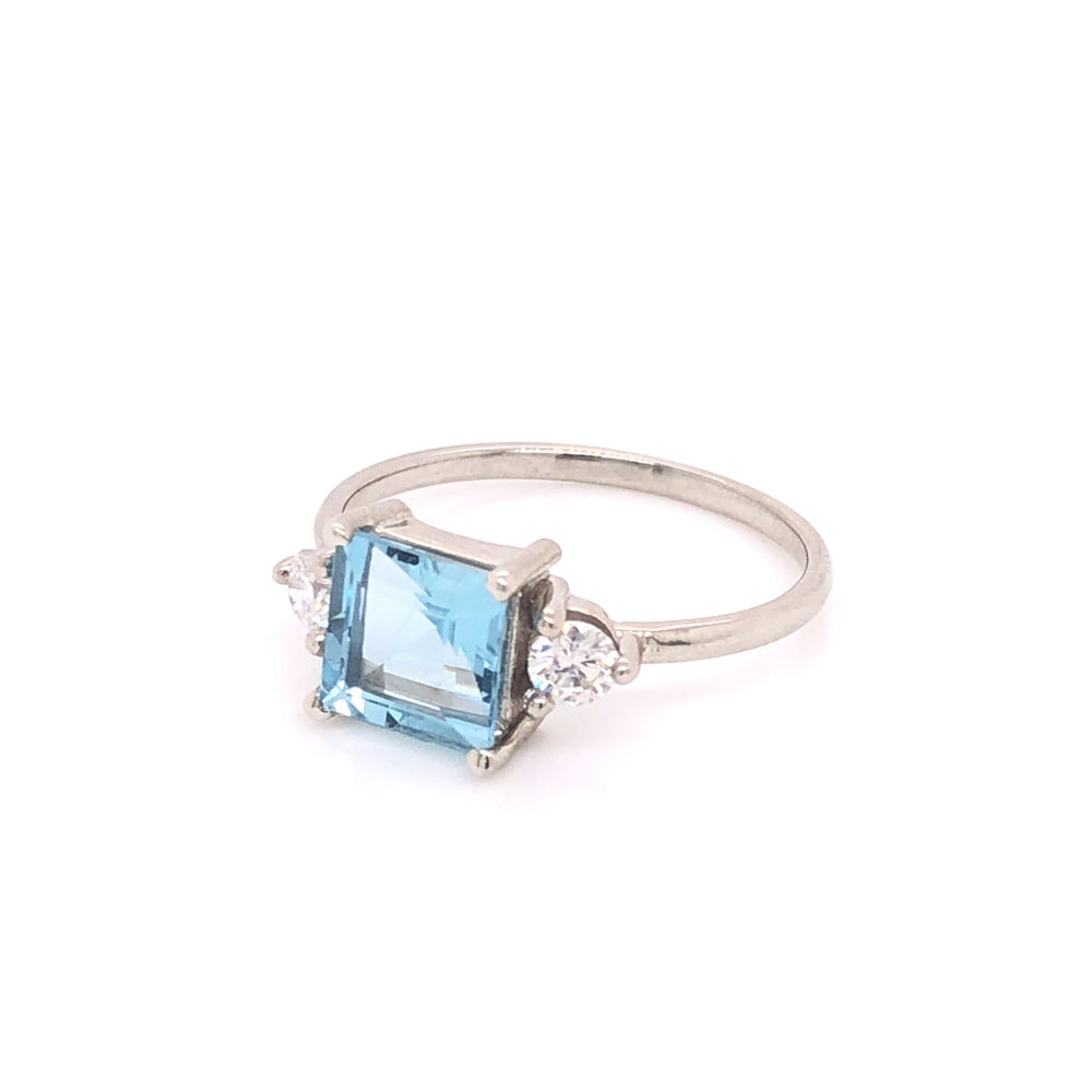 
                      
                        Aquamarine Ring with Side Diamonds (single piece)
                      
                    