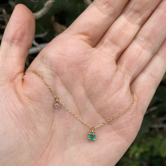 Emerald Necklace with Pink Sapphire
