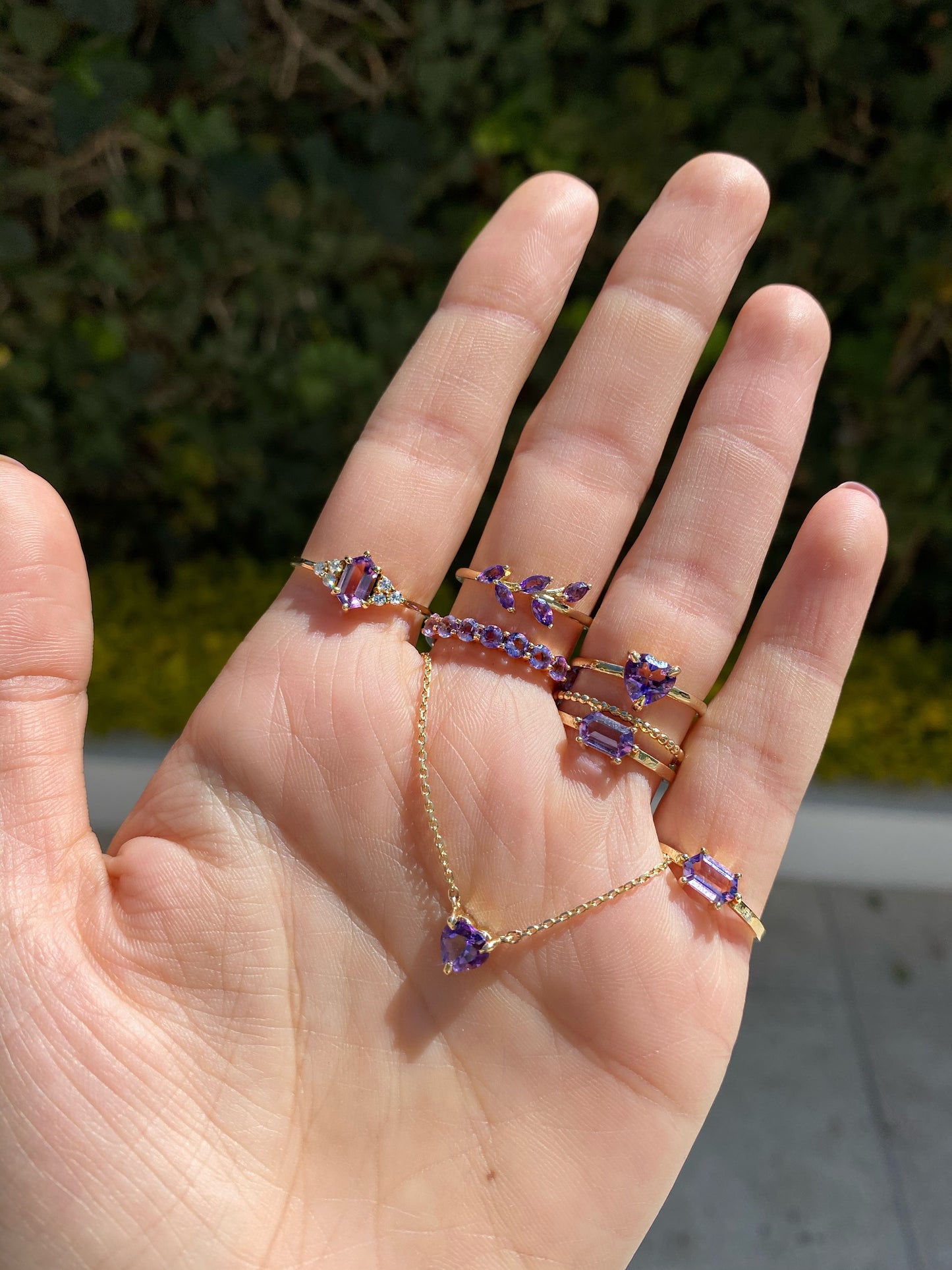 Mini Heart Shaped Amethyst Necklace