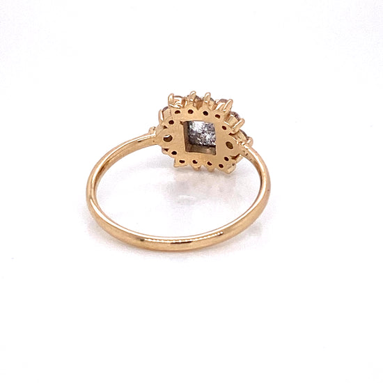 Load image into Gallery viewer, Salt and Pepper Diamond Ring with White Diamond Halo
