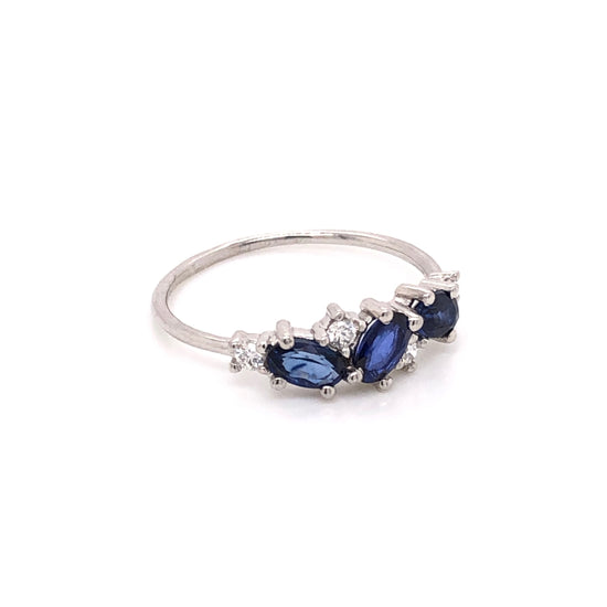 IMMEDIATE DELIVERY / Laura Ring with Sapphires / 14k White Gold / Size 6