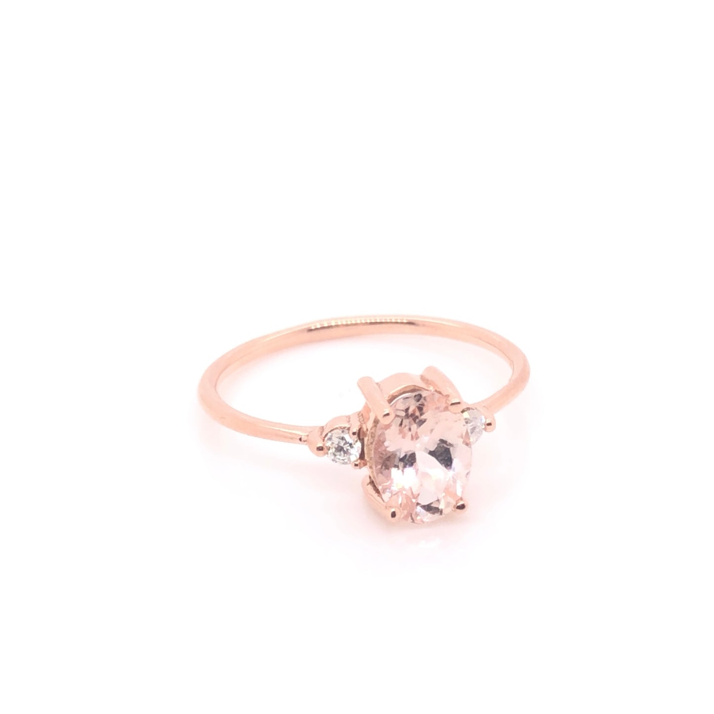 ENTREGA INMEDIATA / Anillo Morgan con Morganita / Oro Rosa 14k / Talla 5.5