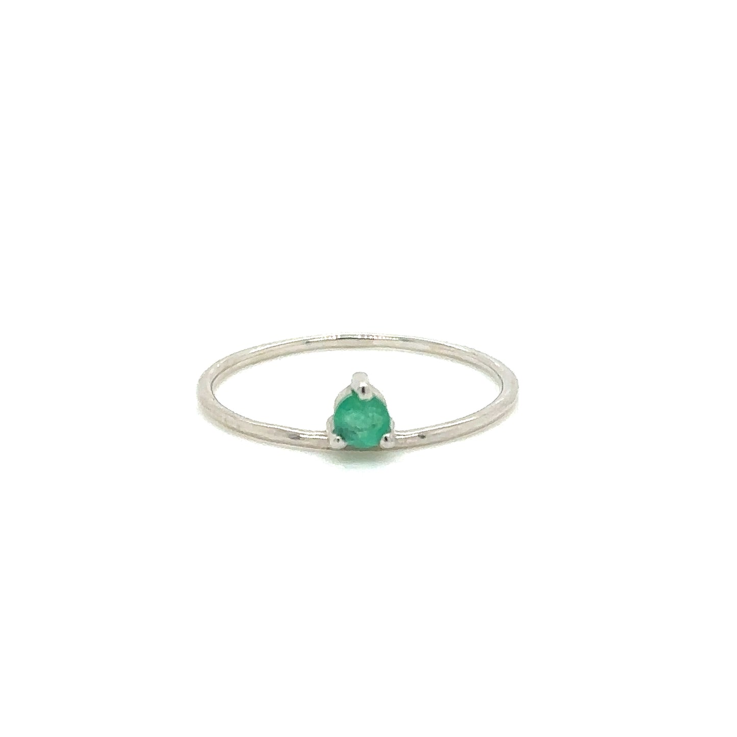 ENTREGA INMEDIATA / Anillo Elsa con Esmeralda  / Oro blanco 14k / Talla 5.5