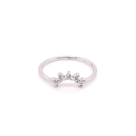 IMMEDIATE DELIVERY / Marian Crown Ring / 14k White Gold / Size 5.5