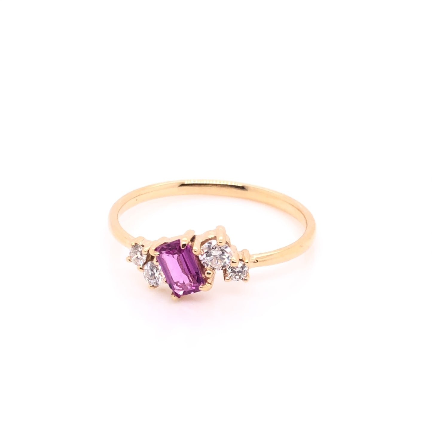 SINGLE PIECE - Purple Sapphire and Diamonds Cluster Ring