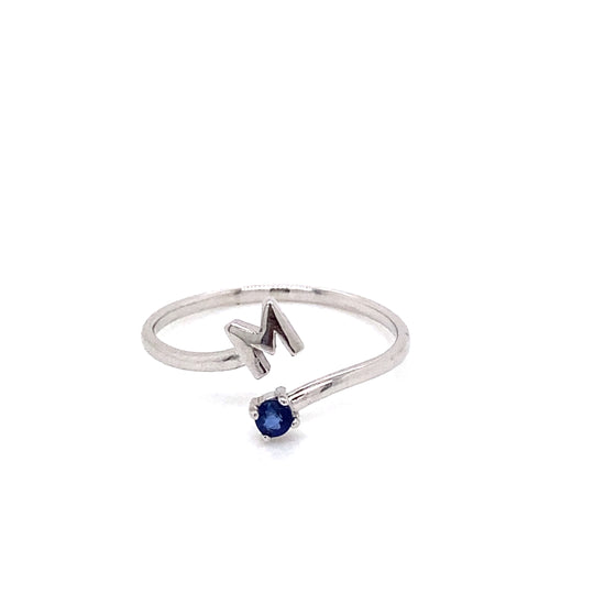 Initial ring with birthstone